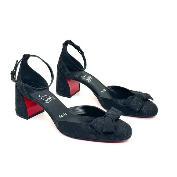 Christian Louboutin JANE BOW 55 Jacquard Marble Mary Jane Pumps Heels Shoe - Picture 10 of 16